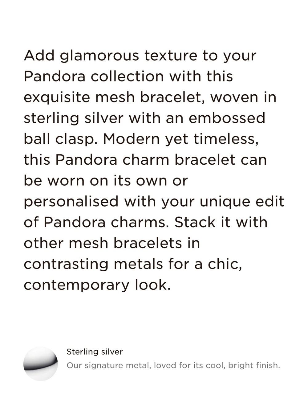 Pandora Mesh Bangle Bracelet, 925, Size Medium, 19cm - Picture 15 of 17